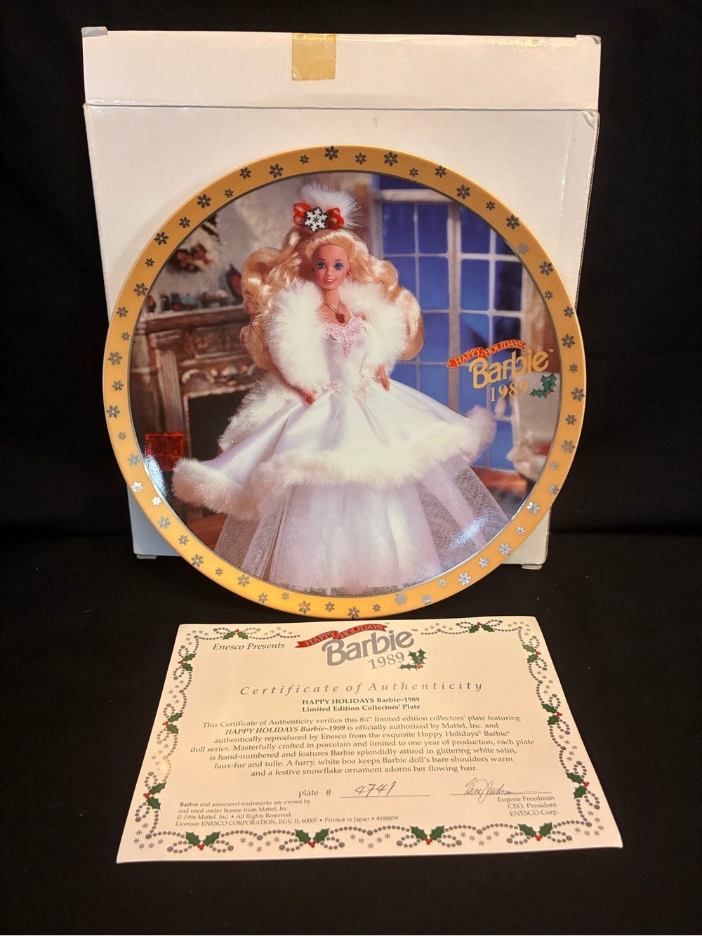 1996 Enesco Happy Holidays Barbie 1989 | Limited Edition Plate | Box & COA